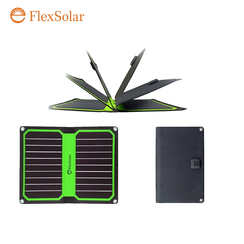Flexsolar Waterproof Solar Charger 10.6W Solar Panel with USB Ports Foldable solar