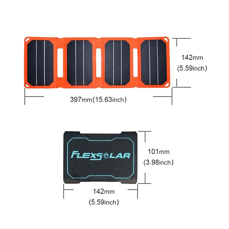 6.4W ETFE USB foldable portable solar charger with pocket