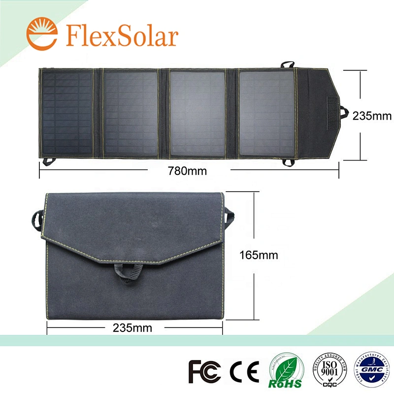 14W foldable fabric cover with pocket PET USB portable solar charger phone