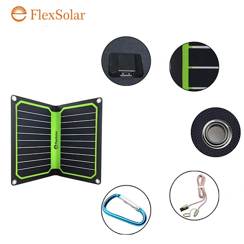 Flexsolar Waterproof Solar Charger 10.6W Solar Panel with USB Ports Foldable solar