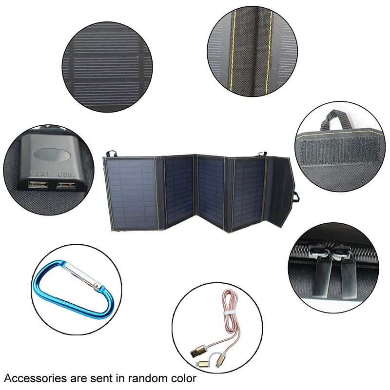 14W foldable fabric cover with pocket PET USB portable solar charger phone