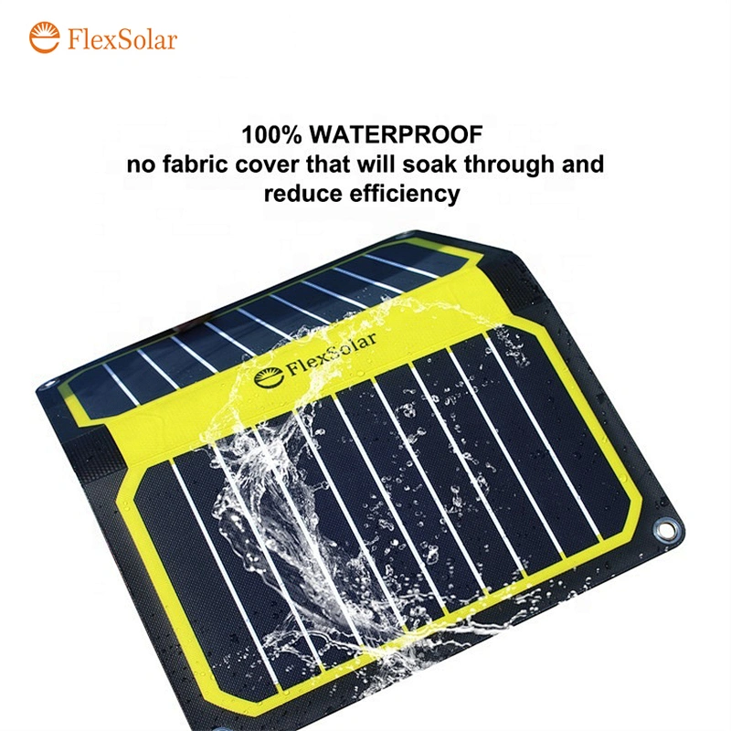 Flexsolar Waterproof Solar Charger 10.6W Solar Panel with USB Ports Foldable solar
