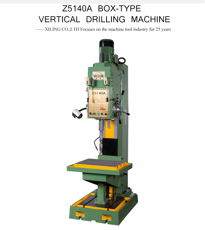 Square-column vertical drilling machine is a universal general machine.It is used for counter-sinking,spotfacing drilling,tapping,boring,reaming,etc.The machine has catch the function of tap-automatically reversing device,which is suitable for tapping of blind and determined holes.