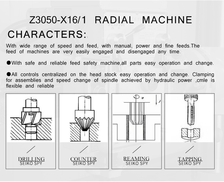 With wide range of speed and feed,with manual,power and fine feeds.The feed of machines are very easily engaged and disengaged at any time.