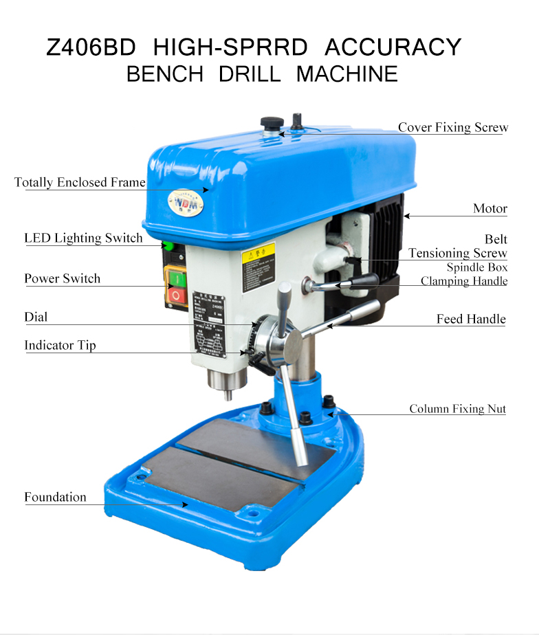 The headstock,column and base are all made of high-quality iron casting,and after aging treatment,they are stable and durable.Widely uesd in wood,instrument,camera and other industries.
