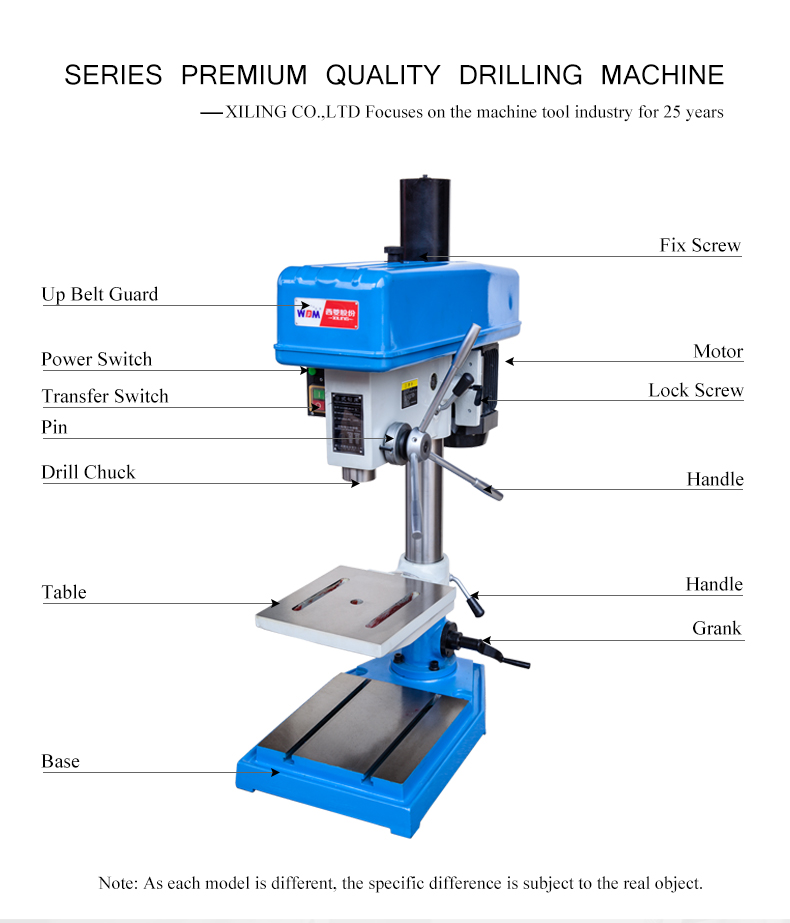 Headstock,column and base are made of high quality cast iron,and after aging treatment,stable and strong,durable.High precision,high speed,widely used in instruments,meters and cameras and other industries.