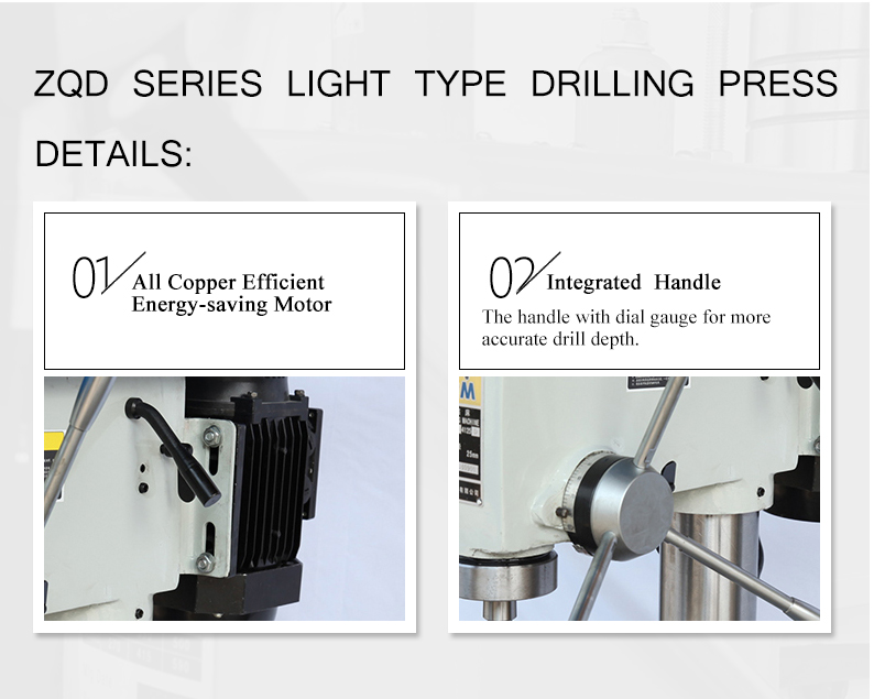 All copper efficient energy-saving motor.The handle with dial gauge for more accurate drill depth.Super strong drill chuck made of high quality steel,high frequency quencling.