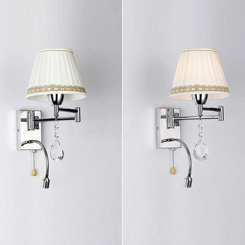 Bedside Wall Lamp with Fabric Shade