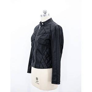 Women's pu jacket splice together with pu and mesh