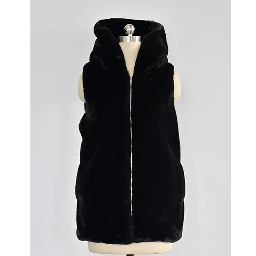 Lady's Faux Fur Jacket-sleeveless