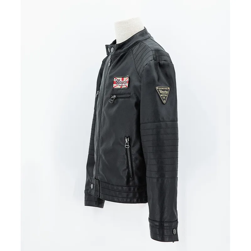 Boy's fayx leather jacket with sleeve patch