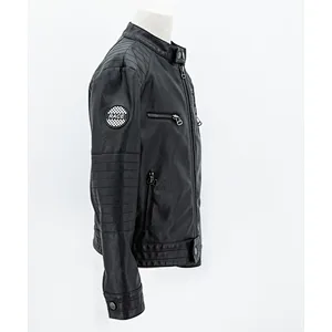 Boy's fayx leather jacket with sleeve patch