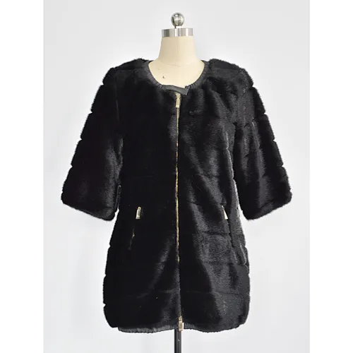 Lady's faux fur jacket short sleeve