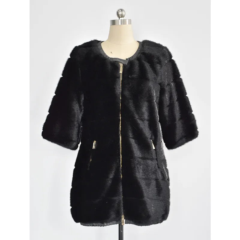 Lady's faux fur jacket short sleeve