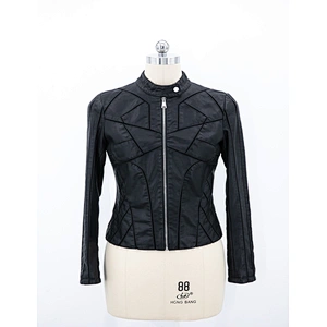Women's pu jacket splice together with pu and mesh