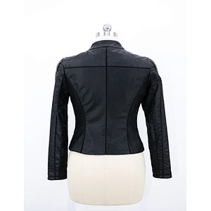 Women's pu jacket splice together with pu and mesh