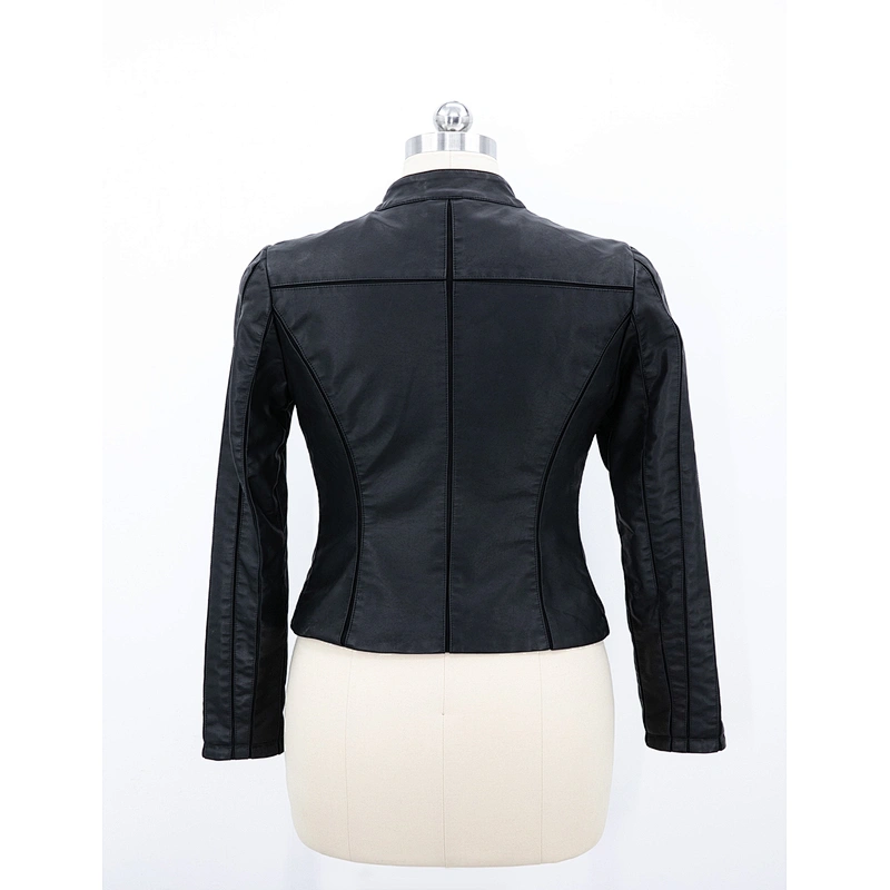 Women's pu jacket splice together with pu and mesh