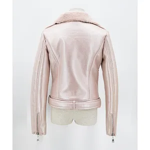 Girl's faux leather jacket with faux fur backing