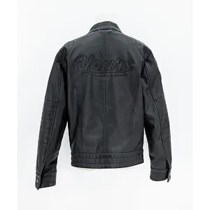 Boy's fayx leather jacket with sleeve patch