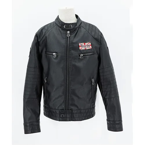 Boy's fayx leather jacket with sleeve patch
