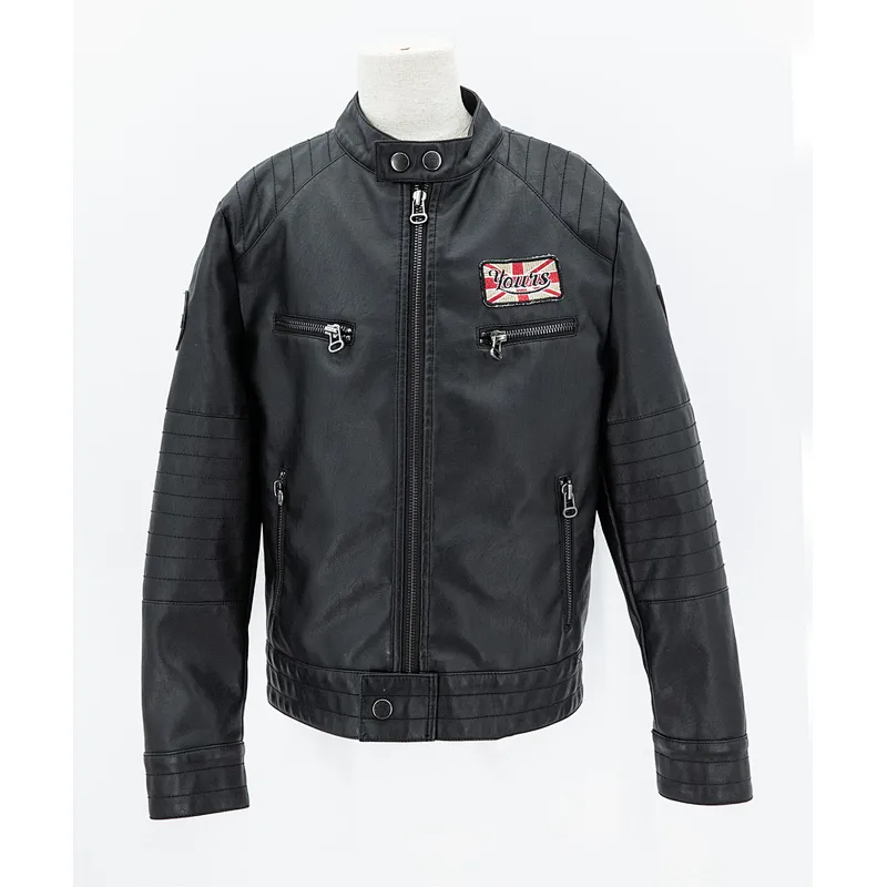 Boy's fayx leather jacket with sleeve patch