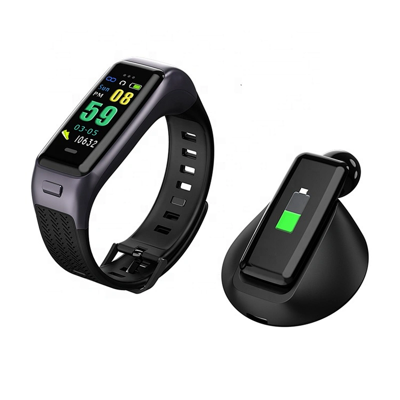 Color Screen Smart  Bracelet Wireless Headset 2 in 1 Heart Rate Monitor Sports Fitness Tracker smart watch