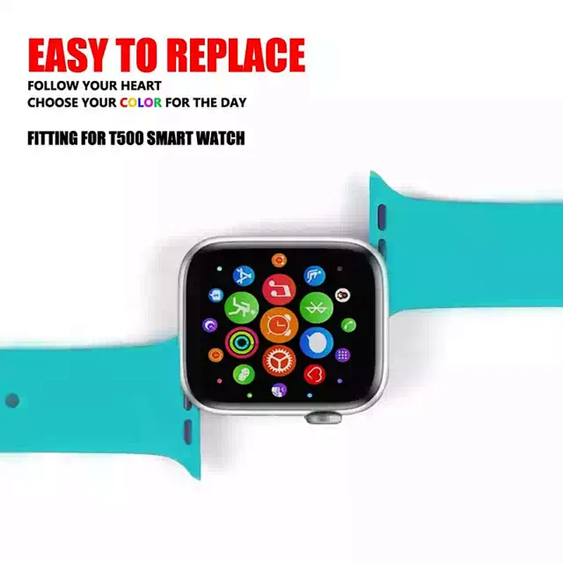 Stainless steel buckle eco-friendly silicone watch band T500 for watch