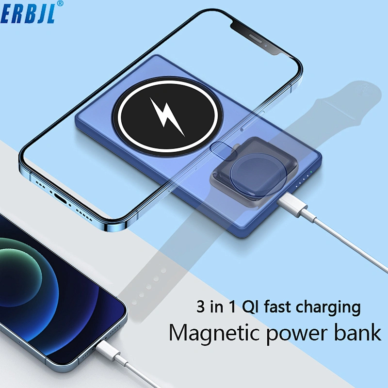 N66  Multifunction Portable Magnetic Mobile Phone Wireless Power Bank Charger Mini Power Station For iPhone For Apple Watch