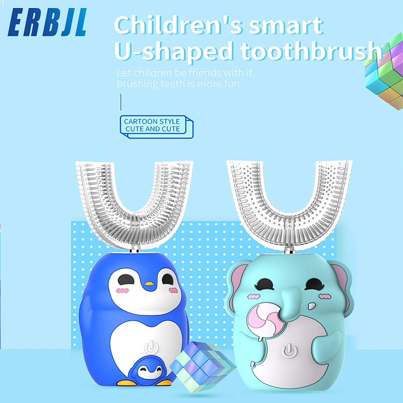 Manufacturer cartoon auto u shape silicone electric child tooth brush for kids in china