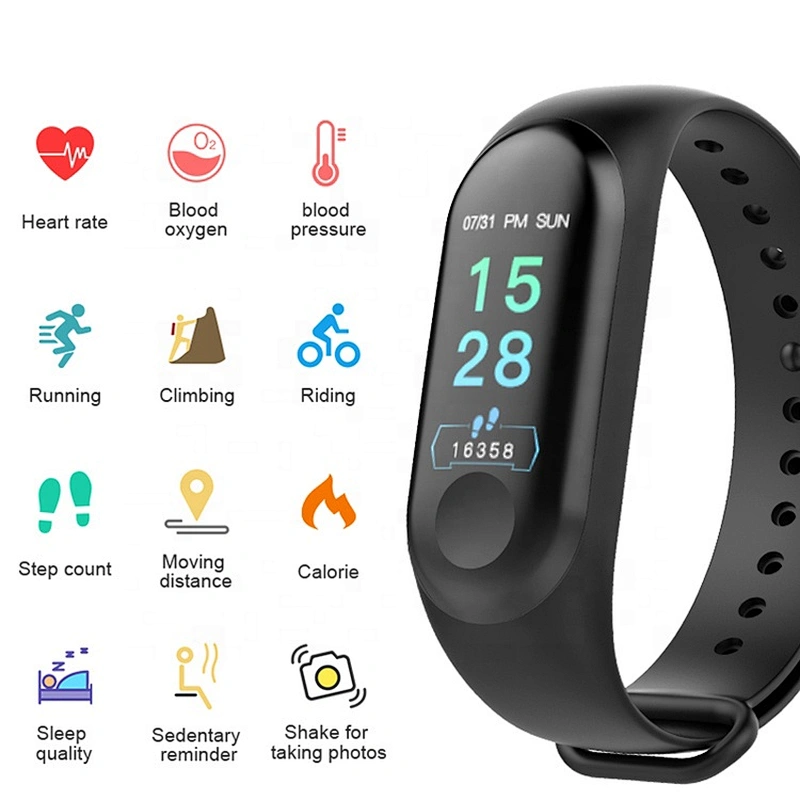 message push  M3 smart bracelet Heart rate and blood pressure monitoring smart bracelet