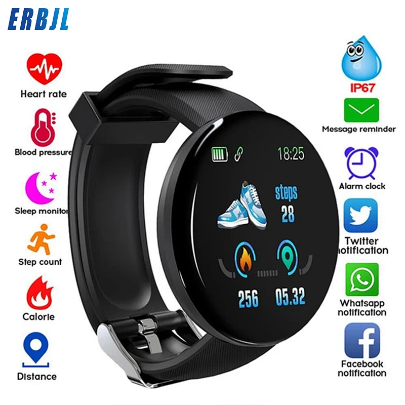 Amazon HOT Sale New Products smart bracelet touch screen wrist watches heart rate   D18 smartwatch