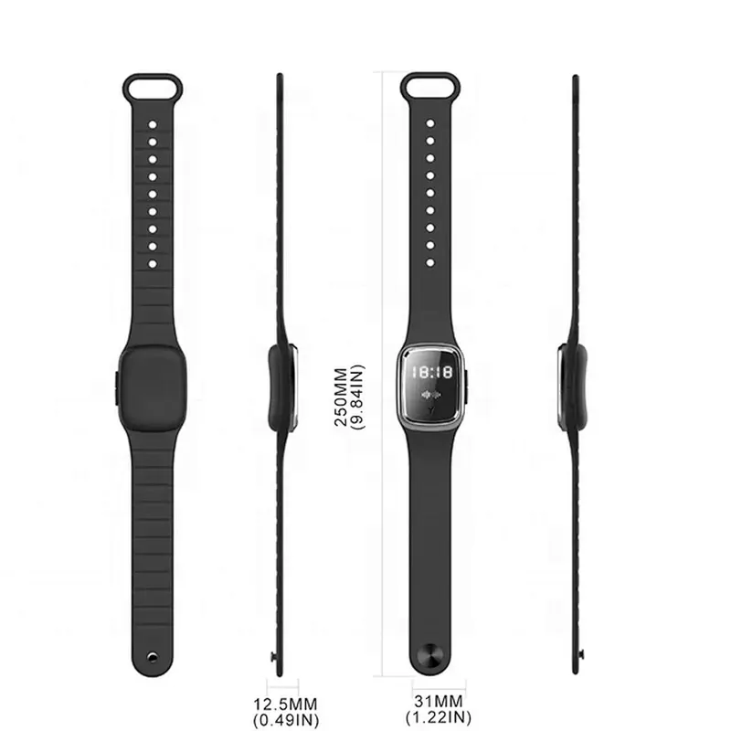 Factory price ultrasonic mosquito repellent bracelet with LED time display black smart bracelet
