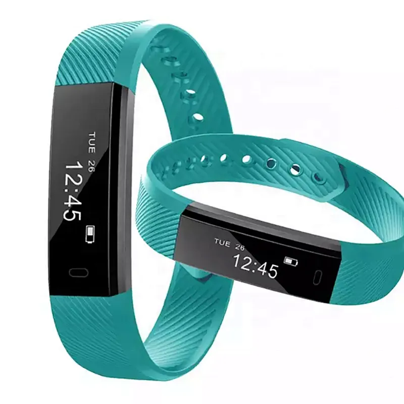 Unisex black IPX7 usb charge wireless OLED screen  115 smart bracelet