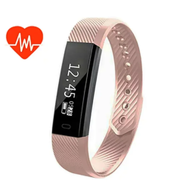 Unisex black IPX7 usb charge wireless OLED screen  115 smart bracelet