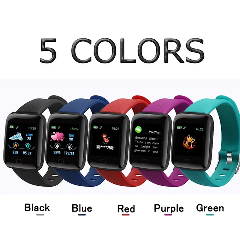 Multifunctional red sports heart rate measuring 116plus smart bracelet