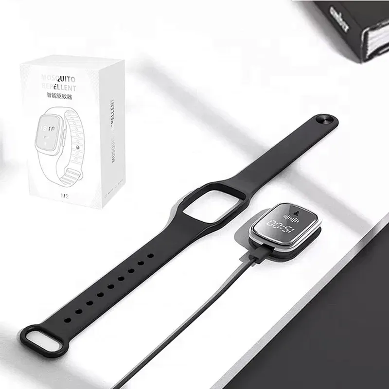 Factory price ultrasonic mosquito repellent bracelet with LED time display black smart bracelet
