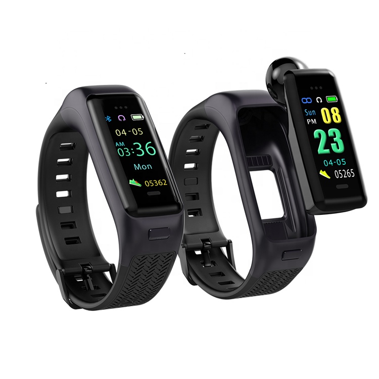 Color Screen Smart  Bracelet Wireless Headset 2 in 1 Heart Rate Monitor Sports Fitness Tracker smart watch