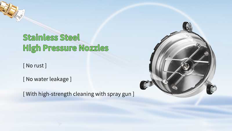 Stainless steel nozzles and high speed rotary cleaner spray bar