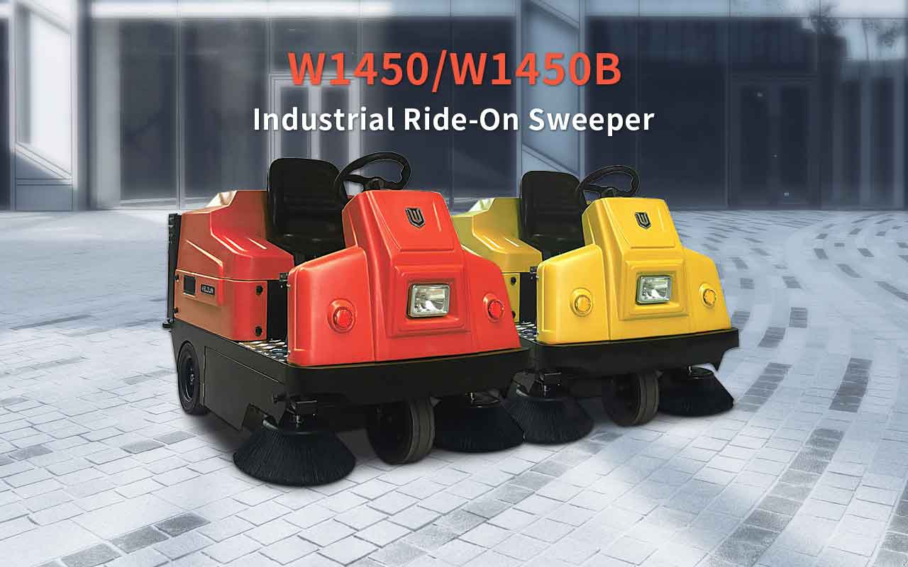 BT-BAW1450B and W1450 industrial ride-on sweeper machine for commercial cleaning