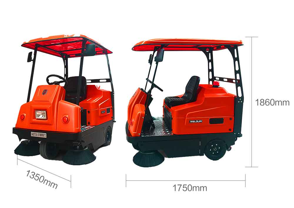 Technical parameters and dimensions of BT-BAW1450 industrial street sweeper