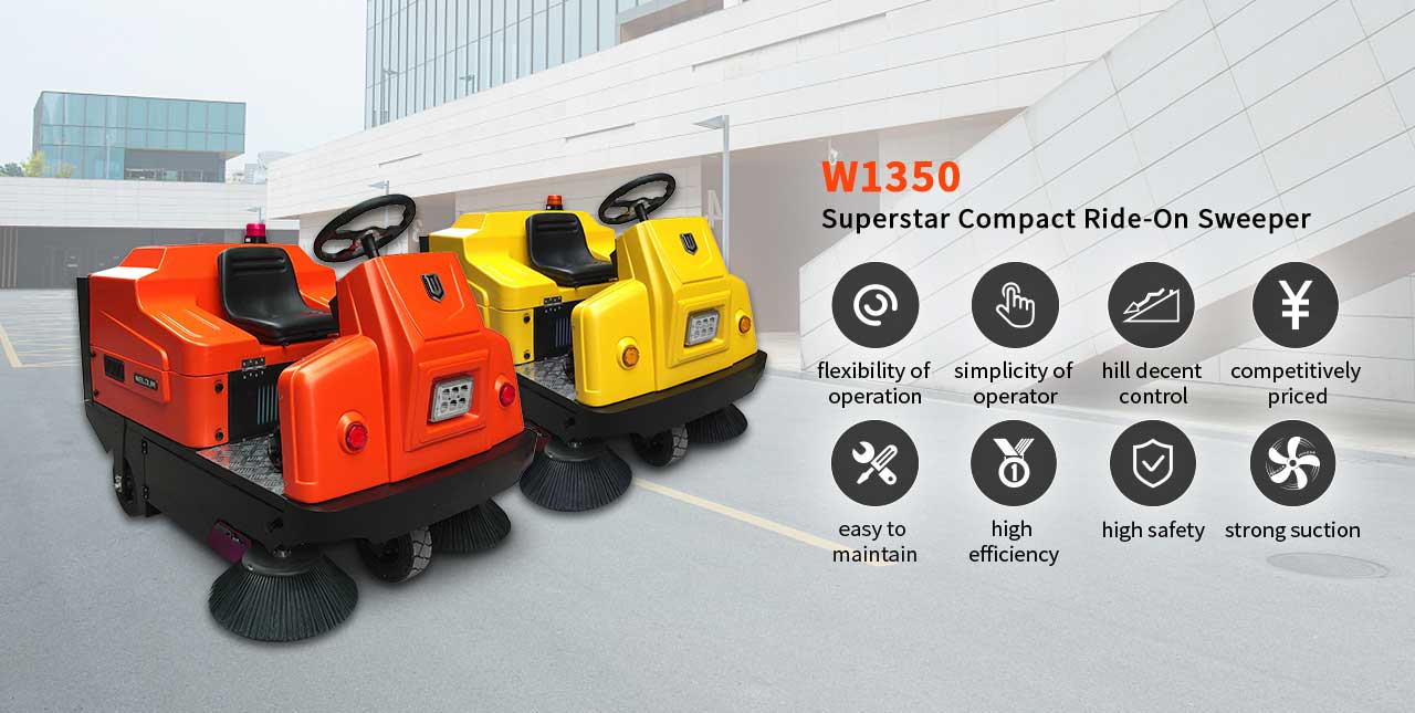 BT-BAW1350 Commercial Floor Sweeper - A large capacity electric sweeper designed as efficient property management floor cleaning equipment.