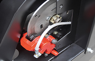 Superior brake performance of the Ride-on Sweeper ensuring safety within 2 meters braking distance.
