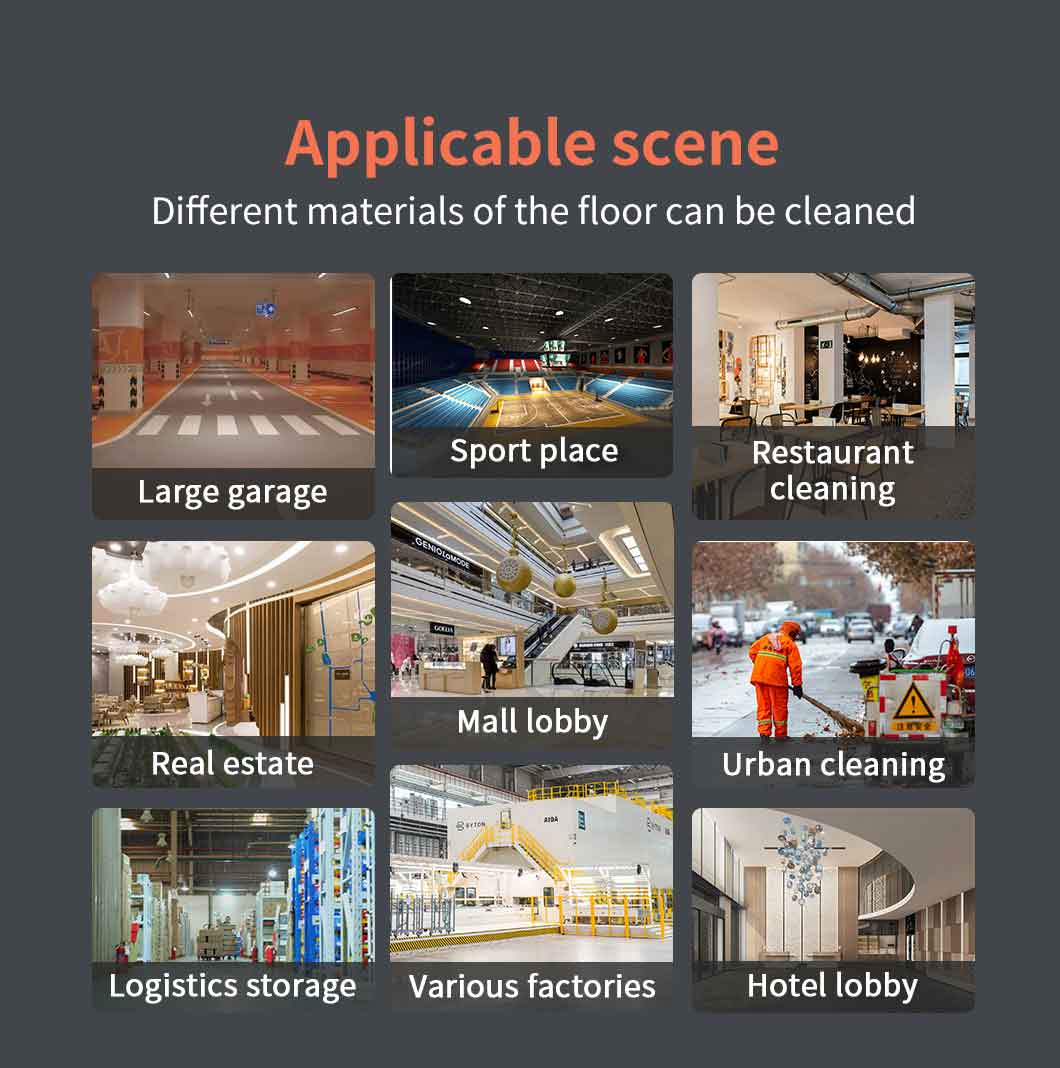 Applicable scenes for BT-AAWS150 Industrial Electric Floor Scrubber in warehouses and malls
