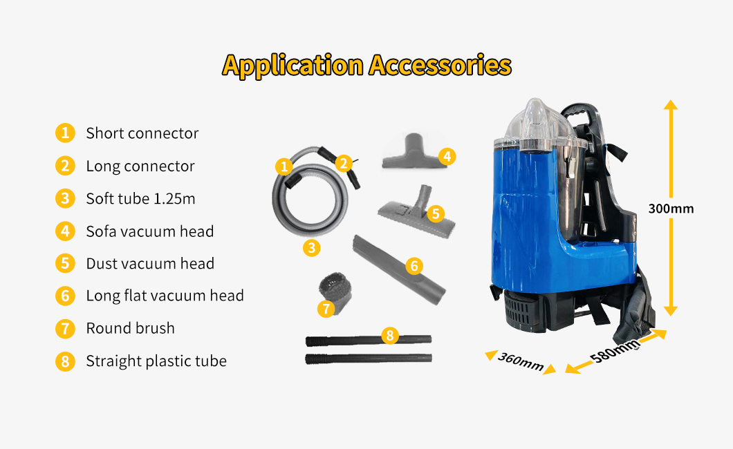Technical specifications and dimensions for BT-CBBXC2A backpack vacuum