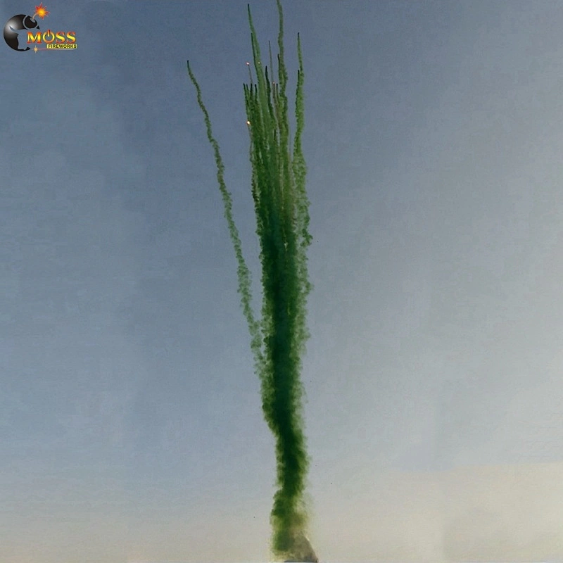 Display Firecrackers Christmas Pyro Fireworks 25 Shots Green Color Smoke Daytime Fireworks