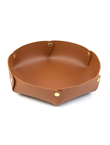 round leather tray