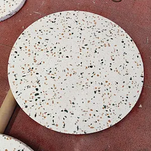 Cement White Color Terrazzo Stone Coffee Round Table Tops