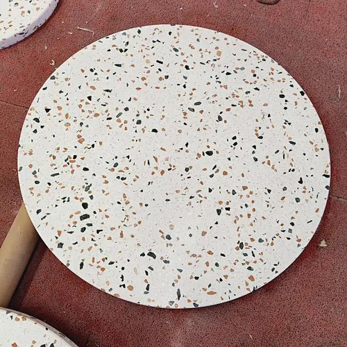 Cement White Color Terrazzo Stone Coffee Round Table Tops