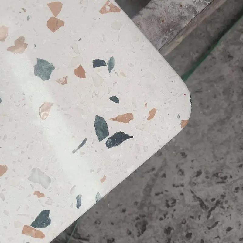 Cement White Color Terrazzo Stone Coffee Table Tops