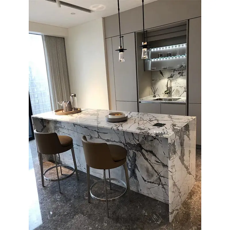 Natural Stone Supplier For Turkish milas   Lilac White Marble  Slabs With Black Grains